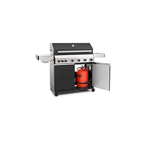 CosmoGrill Gas Barbecue 6+1 Premium Black Outdoor BBQ Grill with Sear Burner