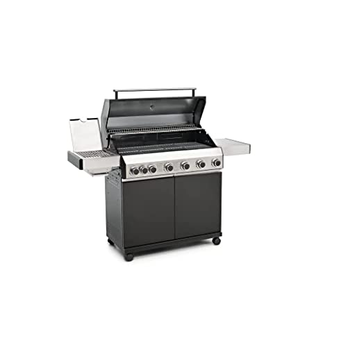 CosmoGrill Gas Barbecue 6+1 Premium Black Outdoor BBQ Grill with Sear Burner