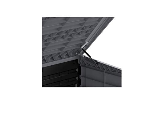 Duramax Cedargrain StoreAway 1200L Plastic Garden Storage Shed / Flat Lid - Outdoor Storage Bike Shed – Durable & Strong Construction– Ideal for Tools, Bikes, BBQs & 2x 240L Bins, 145x85x125 cm, Grey