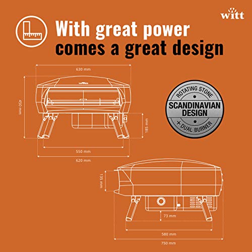 Witt ETNA Rotante Pizza Oven with 360 Degrees Rotating Pizza Stone. This Outdoor Gas Pizza Oven Comes with a Booster Burner & Prepares Pizza in Less than a minute (Black)