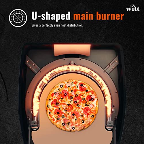 Witt ETNA Rotante Pizza Oven with 360 Degrees Rotating Pizza Stone. This Outdoor Gas Pizza Oven Comes with a Booster Burner & Prepares Pizza in Less than a minute (Black)