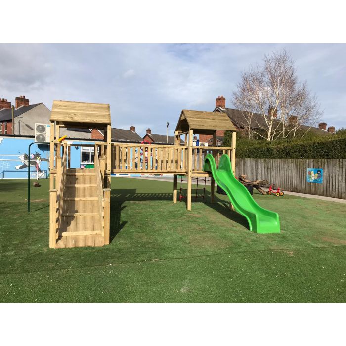 Kids Climbing Frame with Rockwall, Cargo Net and Steps