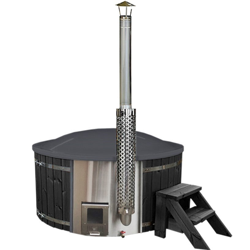 Wood Fired Hot Tub With Internal Burner, Air Jacuzzi System, And Hydro Massage System