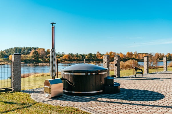 Wood Fired Hot Tub With External Burner And Hydro Massage System