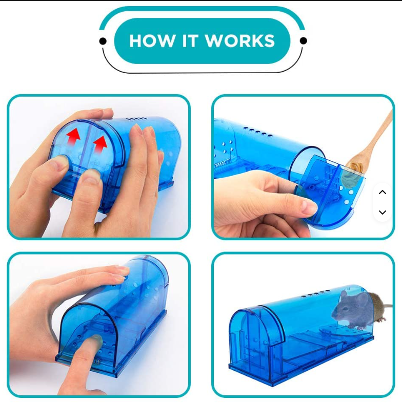 Smart Humane Rat Cage Rodent Mouse Traps Station Box for Indoor x 2