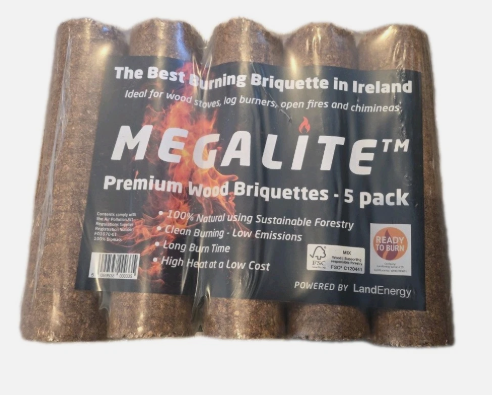 5 Pack Megalite Premium Wood Briquette - best burning in Ireland