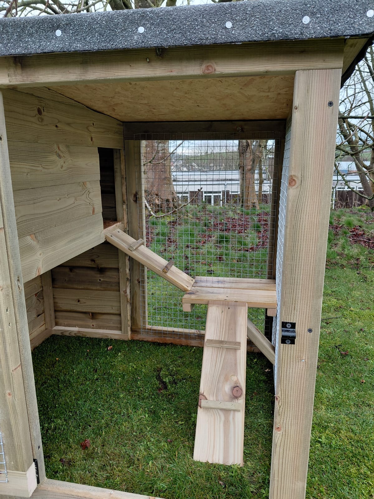 Cattery / Cat house with mesh panels