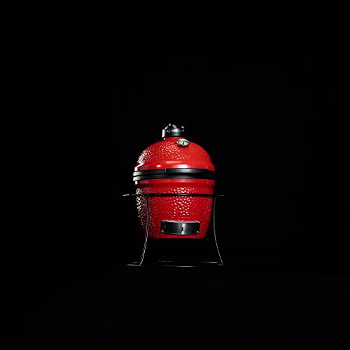 Kamado Joe KJ13RH Portable Smoker BBQ Outdoor Kamado Charcoal Barbecue Grill in Red with Heat Deflectors and Ash Tool