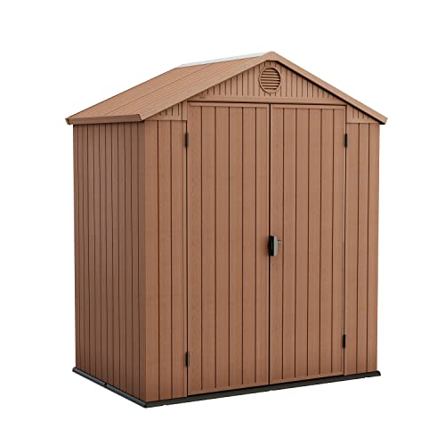 Keter Darwin Outdoor Apex Double Door Garden Storage Shed 6 x 4ft Brow