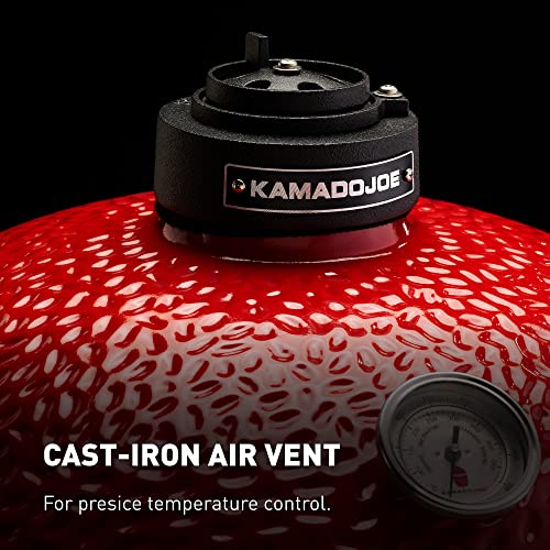 Kamado Joe KJ13RH Portable Smoker BBQ Outdoor Kamado Charcoal Barbecue Grill in Red with Heat Deflectors and Ash Tool