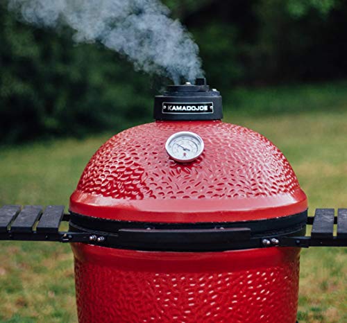 Kamado Joe KJ23RH Classic I Smoker BBQ, Outdoor Charcoal Barbecue Grill In Red With Cast Iron Cart, Heat Deflectors And Ash Tool