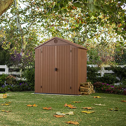 Keter Darwin Outdoor Apex Double Door Garden Storage Shed 6 x 4ft Brown