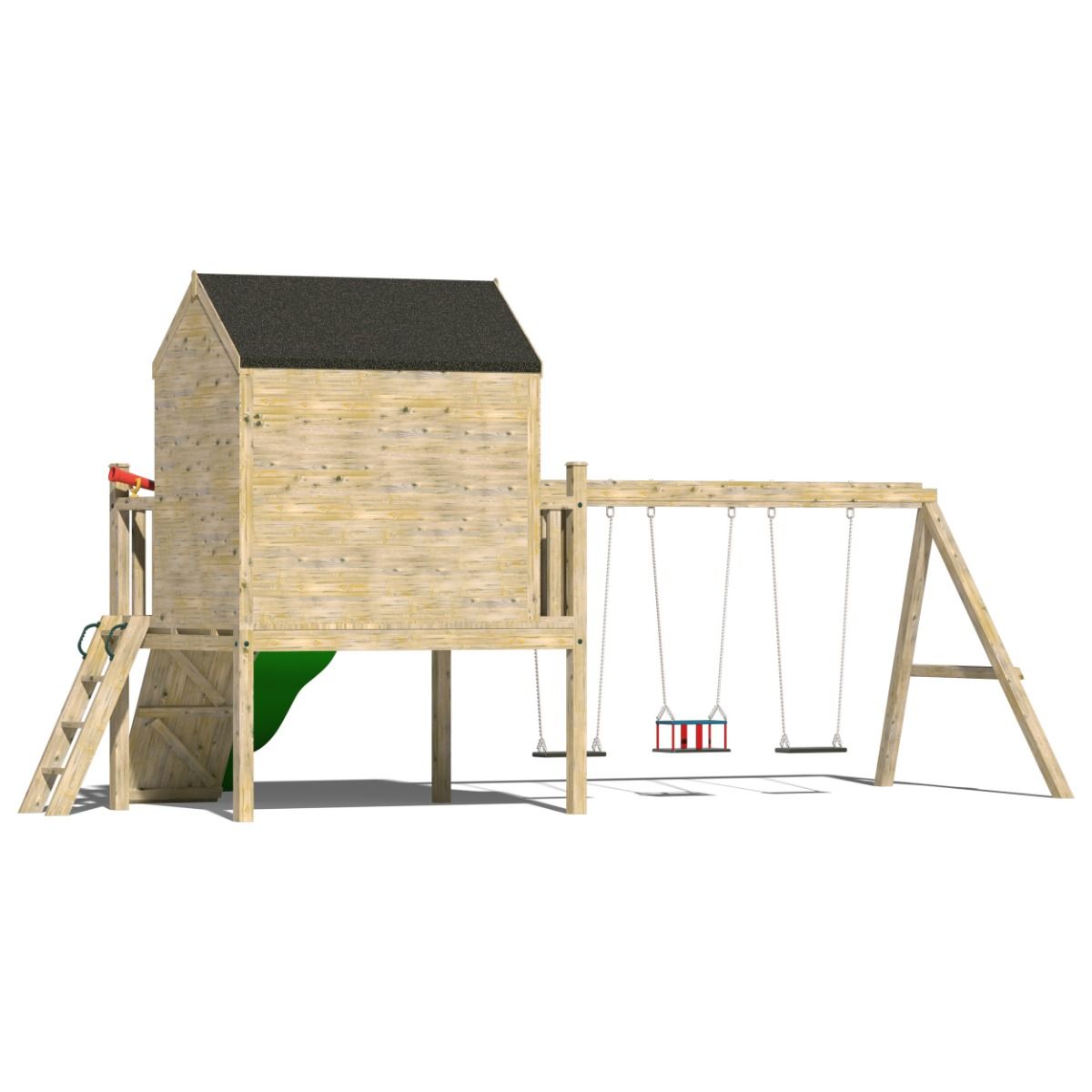 Kids Wooden Climbing Frame with Playhouse and Slide - Commercial Guinness