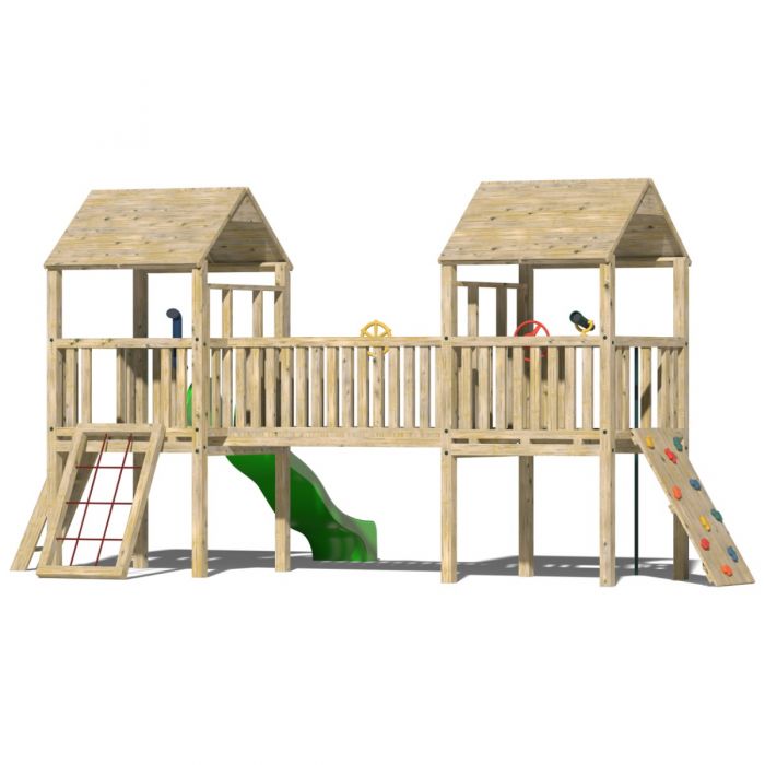 Kids Climbing Frame with Rockwall, Cargo Net and Steps - Commercial Kildare