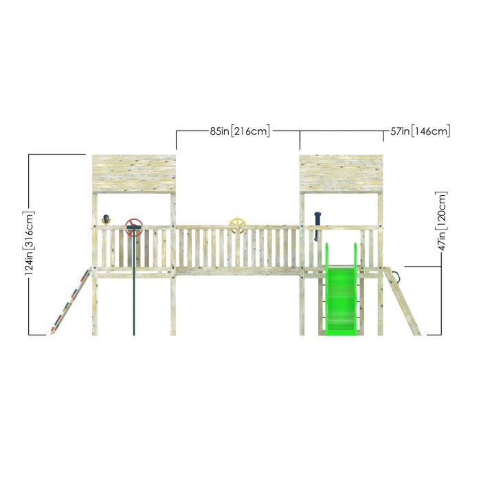 Kids Climbing Frame with Rockwall, Cargo Net and Steps - Commercial Kildare