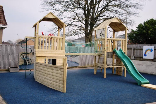 Kids Wooden Climbing Frame with Ships Bow and Seating - Commercial Leitrim
