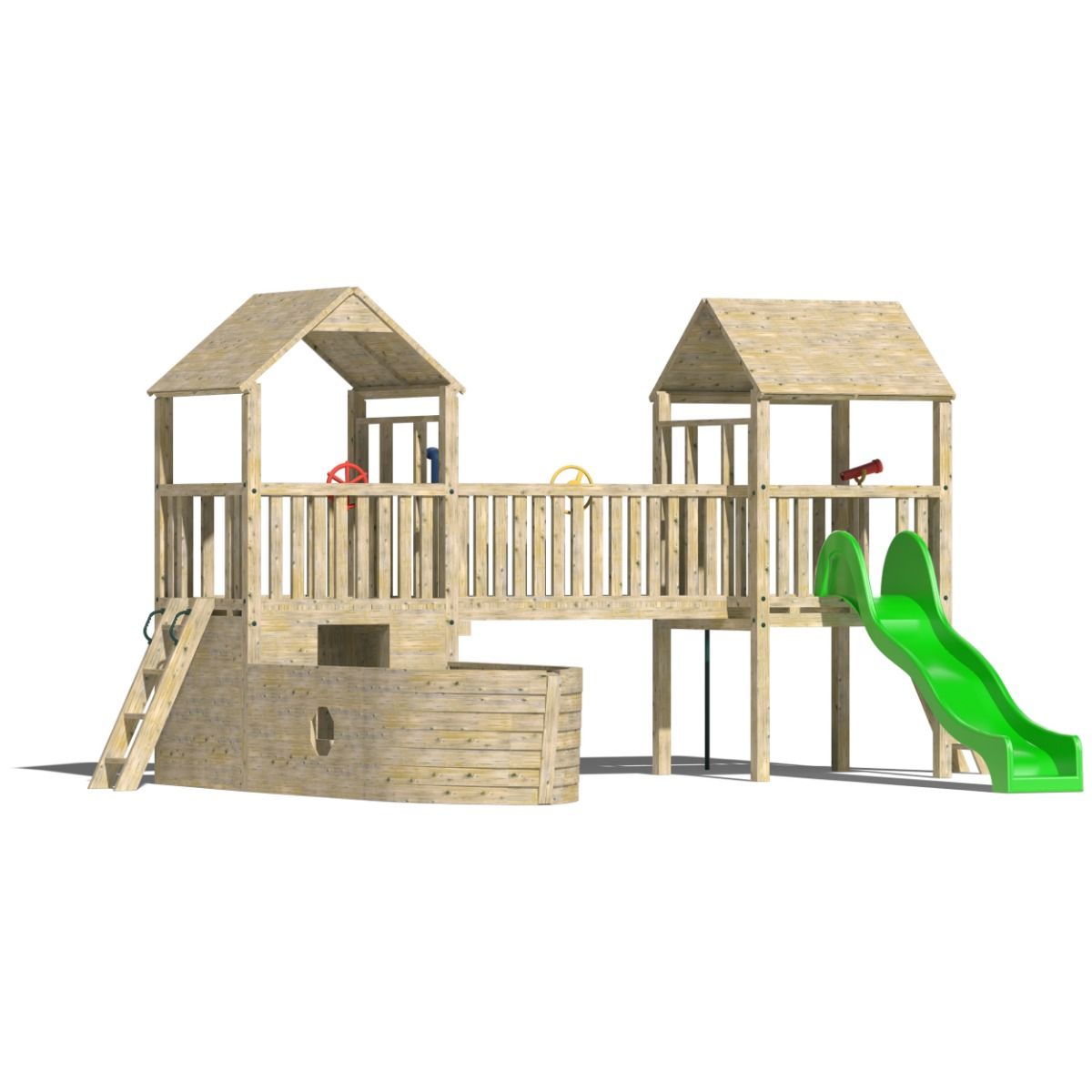 Kids Wooden Climbing Frame with Ships Bow and Seating - Commercial Leitrim