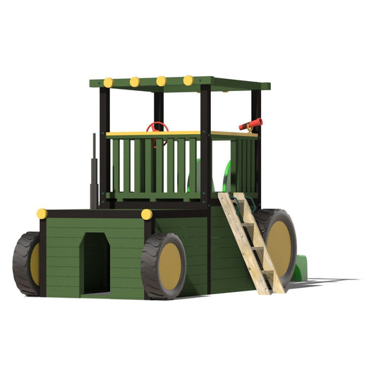 Kids Wooden Climbing Frame with Slide, Steps and Rockwall - Commercial Tractor