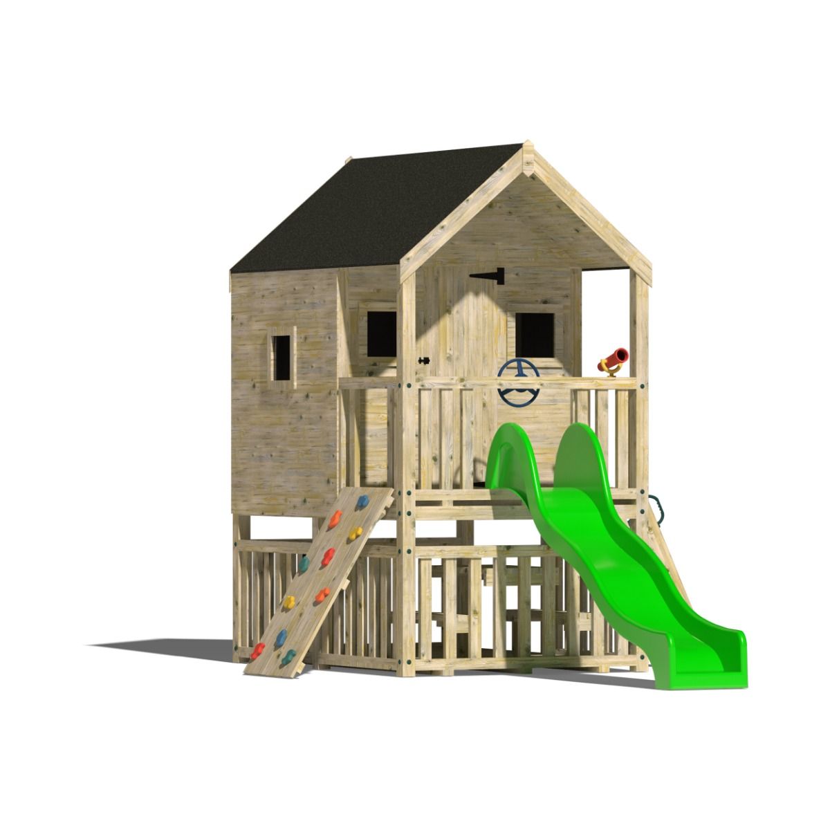 Kids Wooden Climbing Frame with Playhouse, Steps and Slide - Commercial Louth