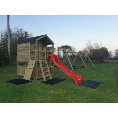 Kids Wooden Climbing Frame with Playhouse, Steps and Slide - Commercial Louth