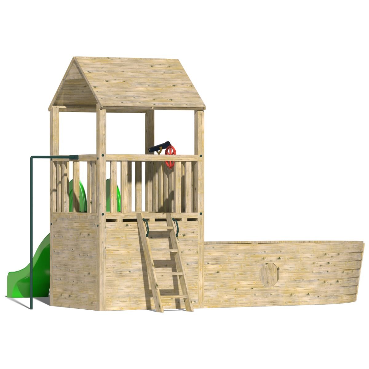 Kids Wooden Climbing Frame with Ships Bow and Seating - Commercial Pirate Ship