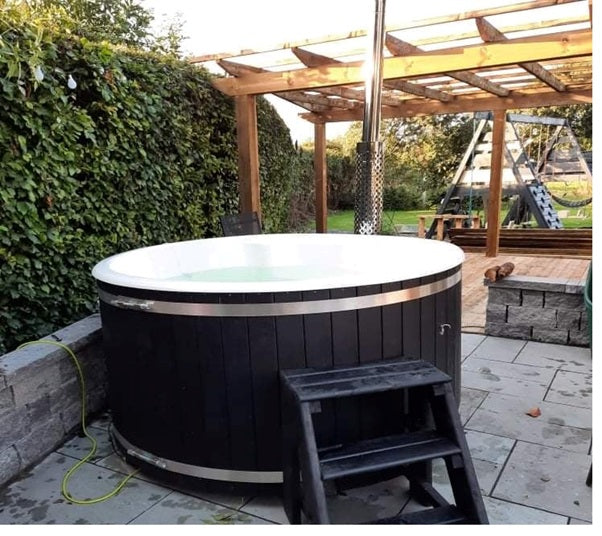 Wood Fired Hot Tub With Internal Burner, Air Jacuzzi System, And Hydro Massage System